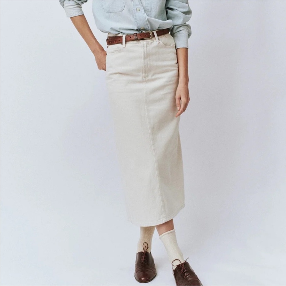 The GREAT Cream Column Midi Skirt size 26 - Picture 3 of 4